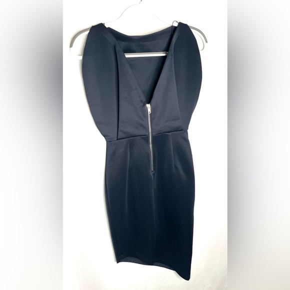 Label Lab Navy Asymmetrical Back Zipper Cocktail Evening Dress Size 8 - Picture 3 of 5